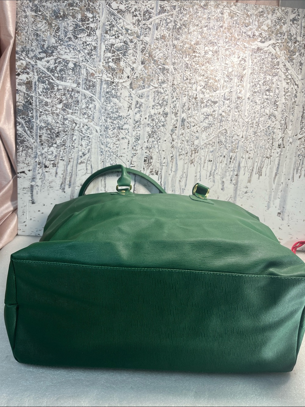 Vintage Christian Dior Perfumes Emerald Green PVC Large Green Travel Bag - Picture 5 of 10